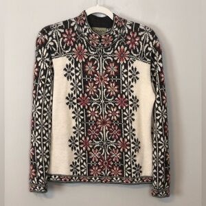 INTIWARA Alpaca 100% Alpaca Pink Floral Zip Jacket sz M